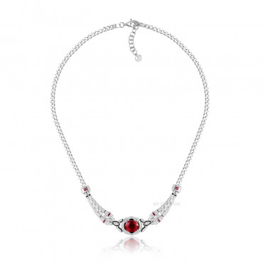 RUBY, ENAMEL AND DIAMOND NECKLACE